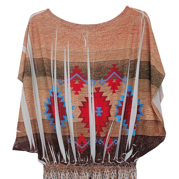 VTG Charming Charlie Womans size M Southwest Aztec Peplum Blouse USA Boho - Picture 5 of 8